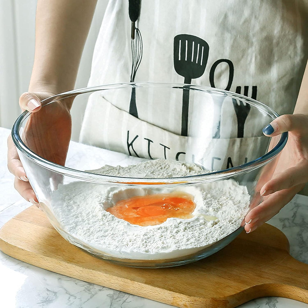 Glass Mixing Bowl Set for Baking 3-Piece Salad Bowl Set (1qt  2.5qt  4.2qt)  High Brosilicate Large Bowls for Kitchen Prepping Serving and Storage  Microwave Dishwasher Oven Safe