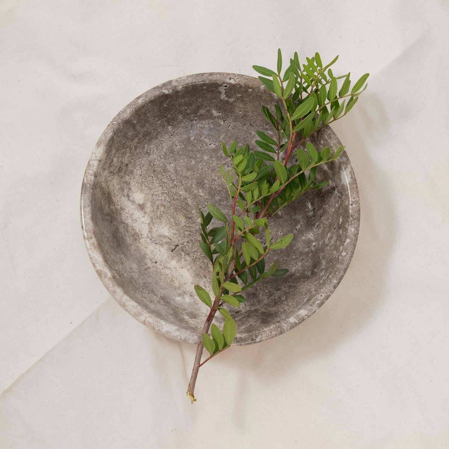 Shelf & Nook Travertine Decorative Bowls for Home Decor. Key Bowl for Entryway Table in a Choice of 3 Colors. (Silver-Gray)